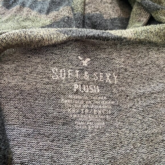 AMERICAN EAGLE Oufitters Green CAMO Camouflage Stretch L/Slv Shirt *XS* B127 - Picture 6 of 6